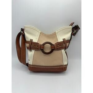 b.o.c Born Concept Crossbody Shoulder Bag Ivory/Saddle GUC